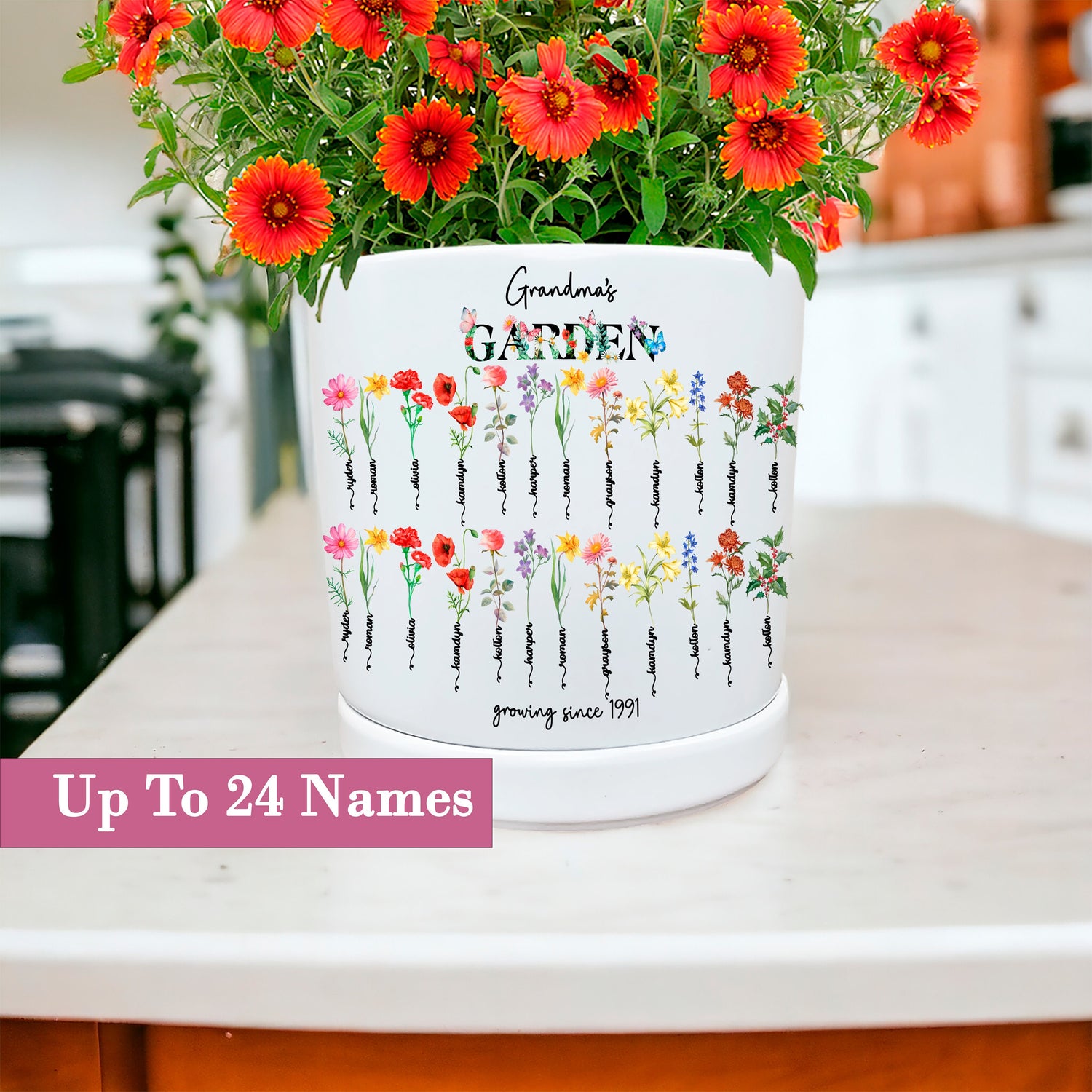 Birth Flower Planter Pot