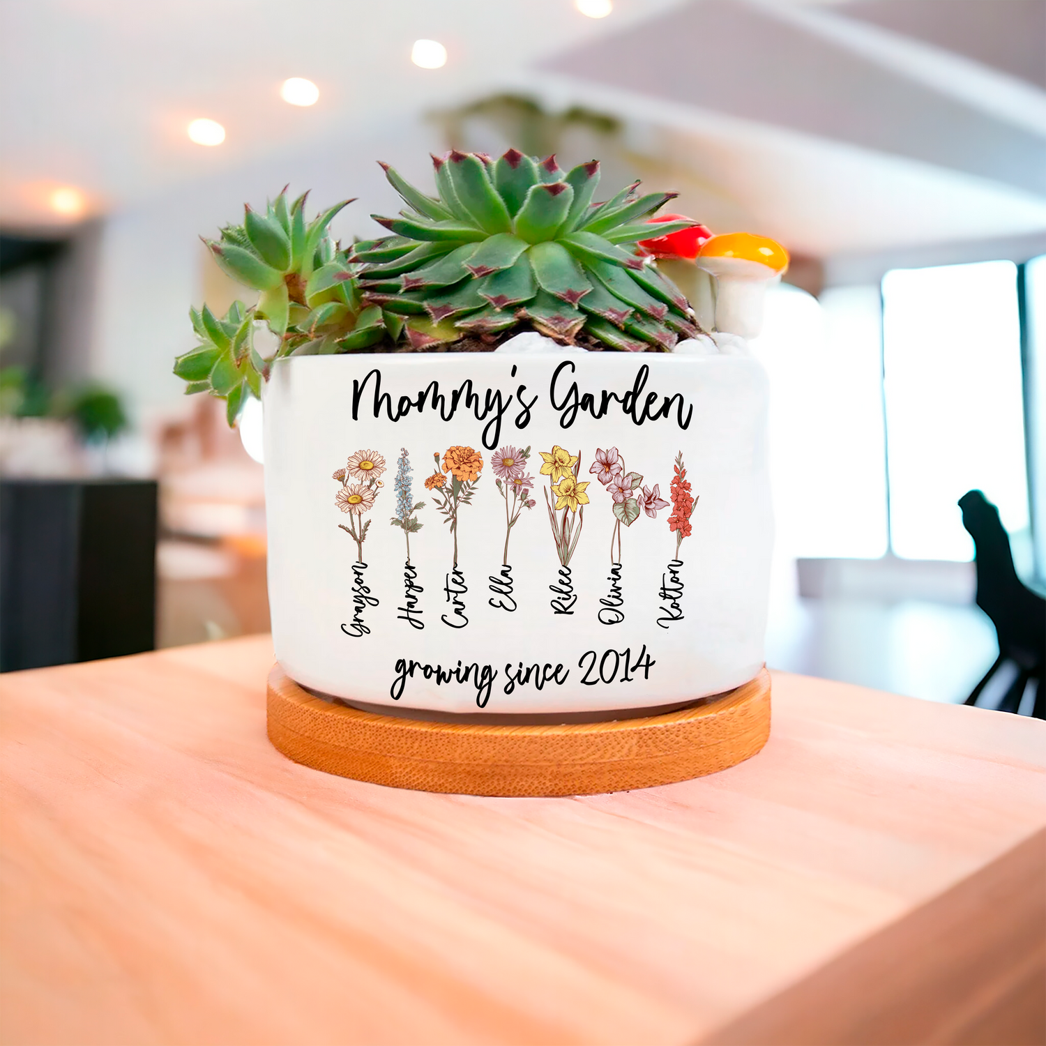 Antique Birth Flower Planter Pot