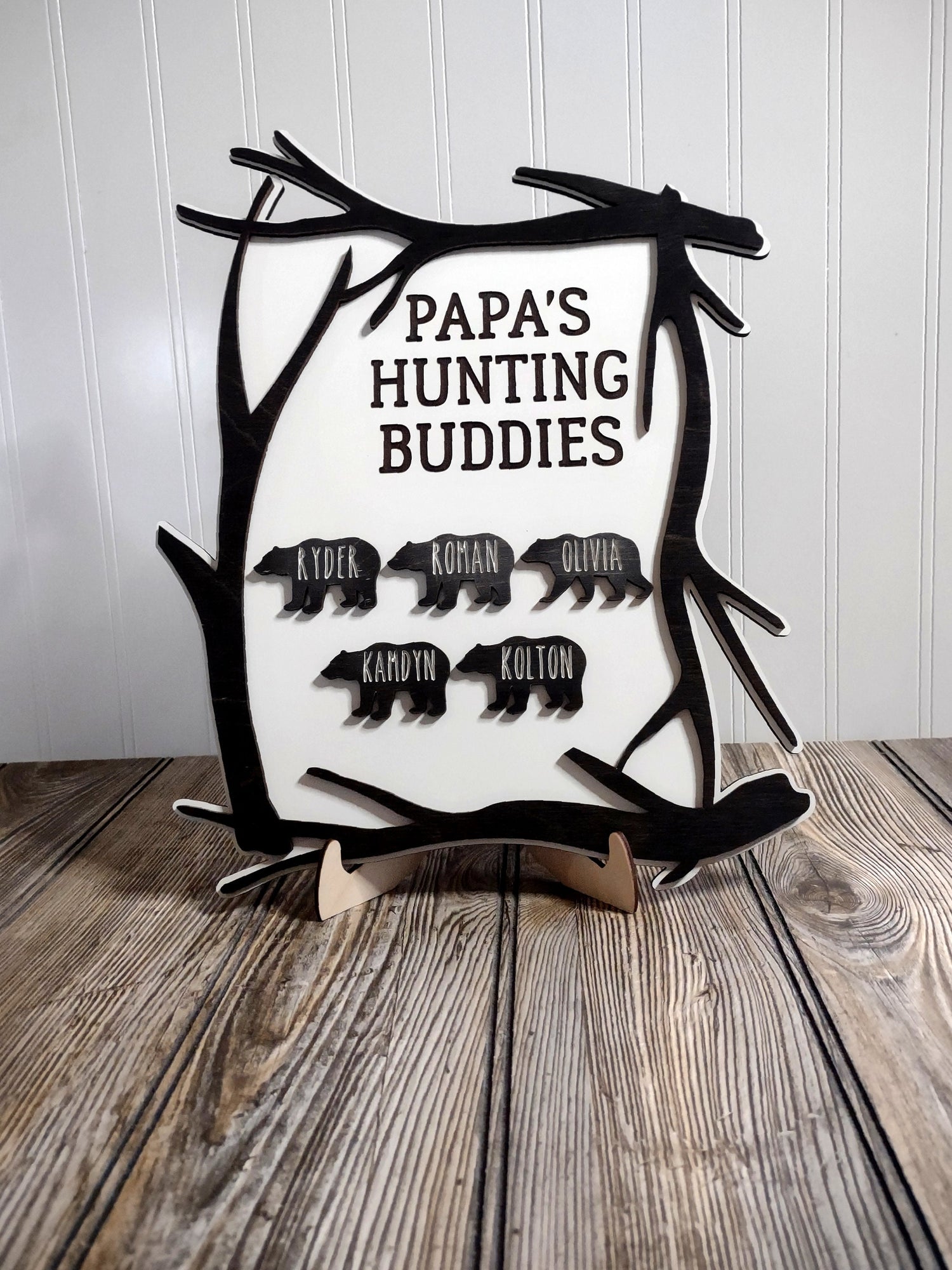 Best Buckin Deer Sign, fathers day Gift for Dad, Husband, Son, Grandpa, Papa, From Kids, Hunting Engraved Wooden Plaque, Funny Stepdad Gift