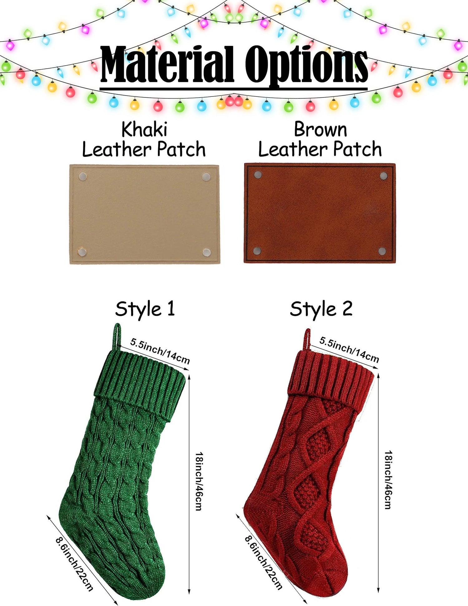 Family Christmas Stockings, Personalized Leather Patch Stocking, Knitted Christmas Stocking, 2023 Holiday Tags, Farmhouse Stocking With Name