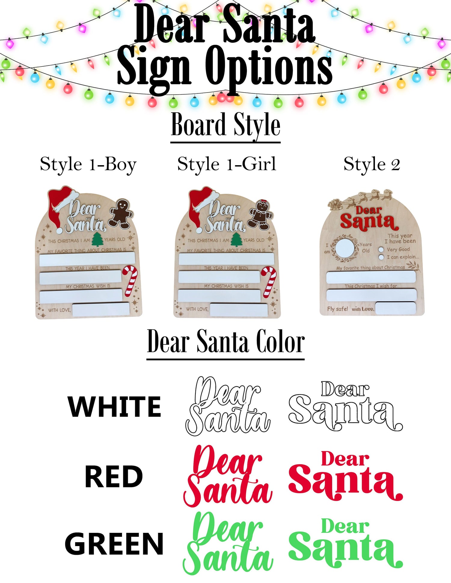 Dear Santa Dry Erase Personalized Christmas Sign, Christmas Eve Gift, Milestone Photo Prop for Children, Kids, Baby's First Christmas