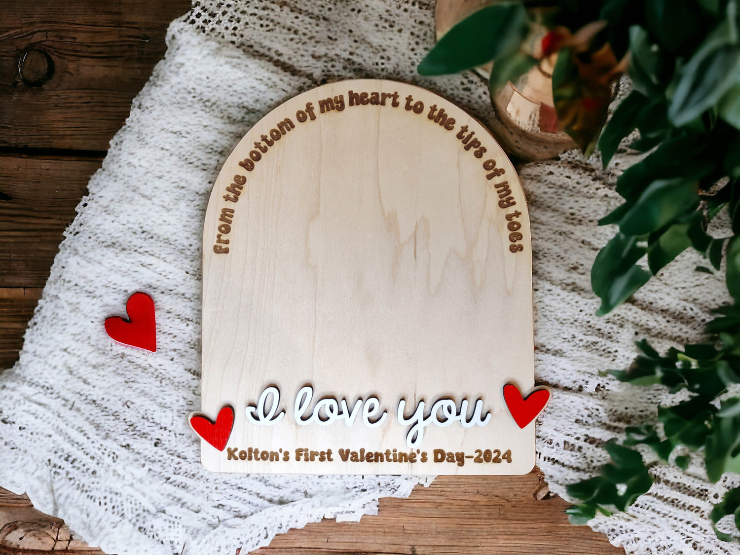 DIY Valentines Day Footprint Sign, Babys First Wood Art Keepsake, Kid Craft, Gift for Mom, Baby Shower Gift, for husband, new dad, wife