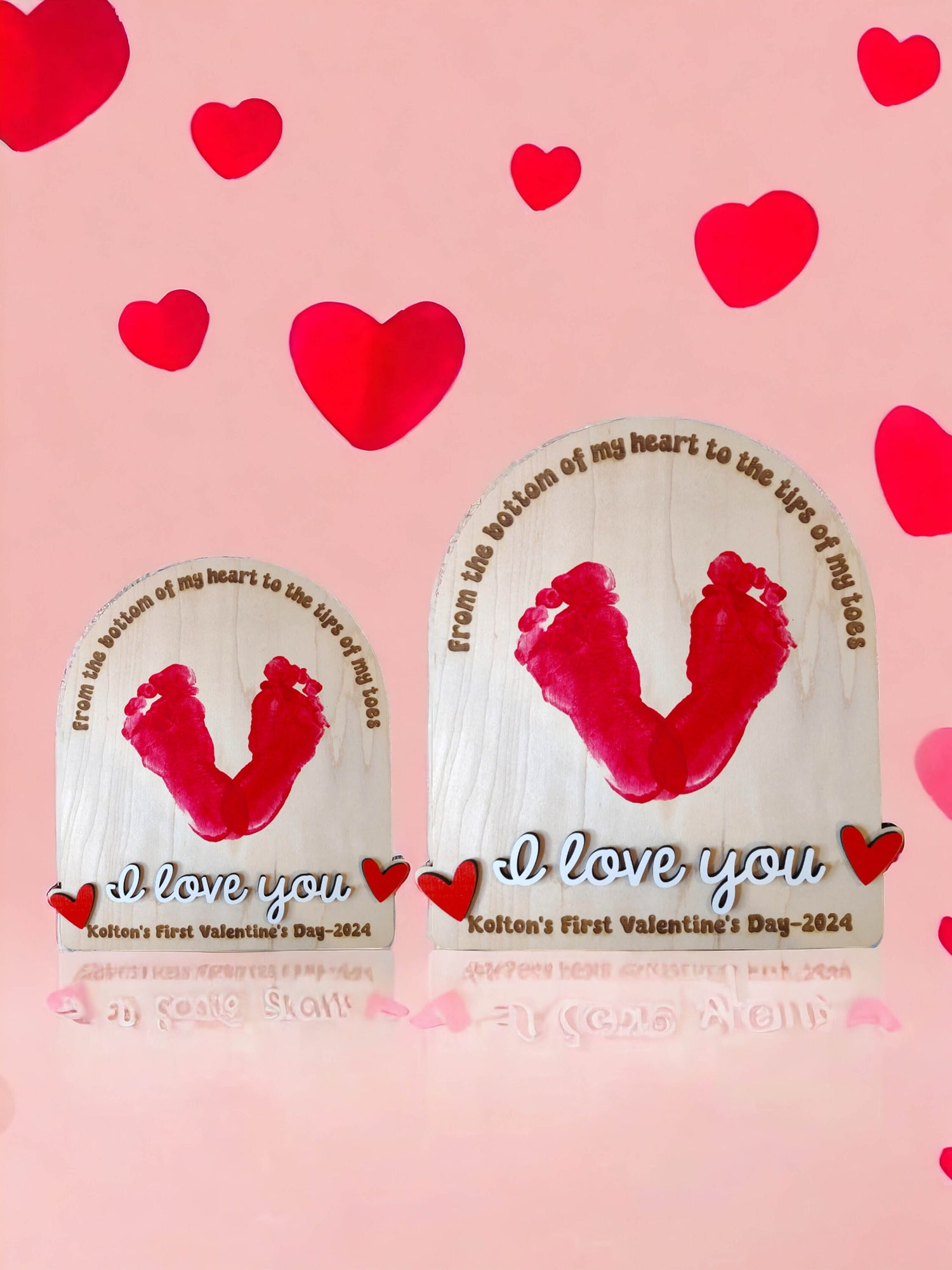 DIY Valentines Day Footprint Sign, Babys First Wood Art Keepsake, Kid Craft, Gift for Mom, Baby Shower Gift, for husband, new dad, wife