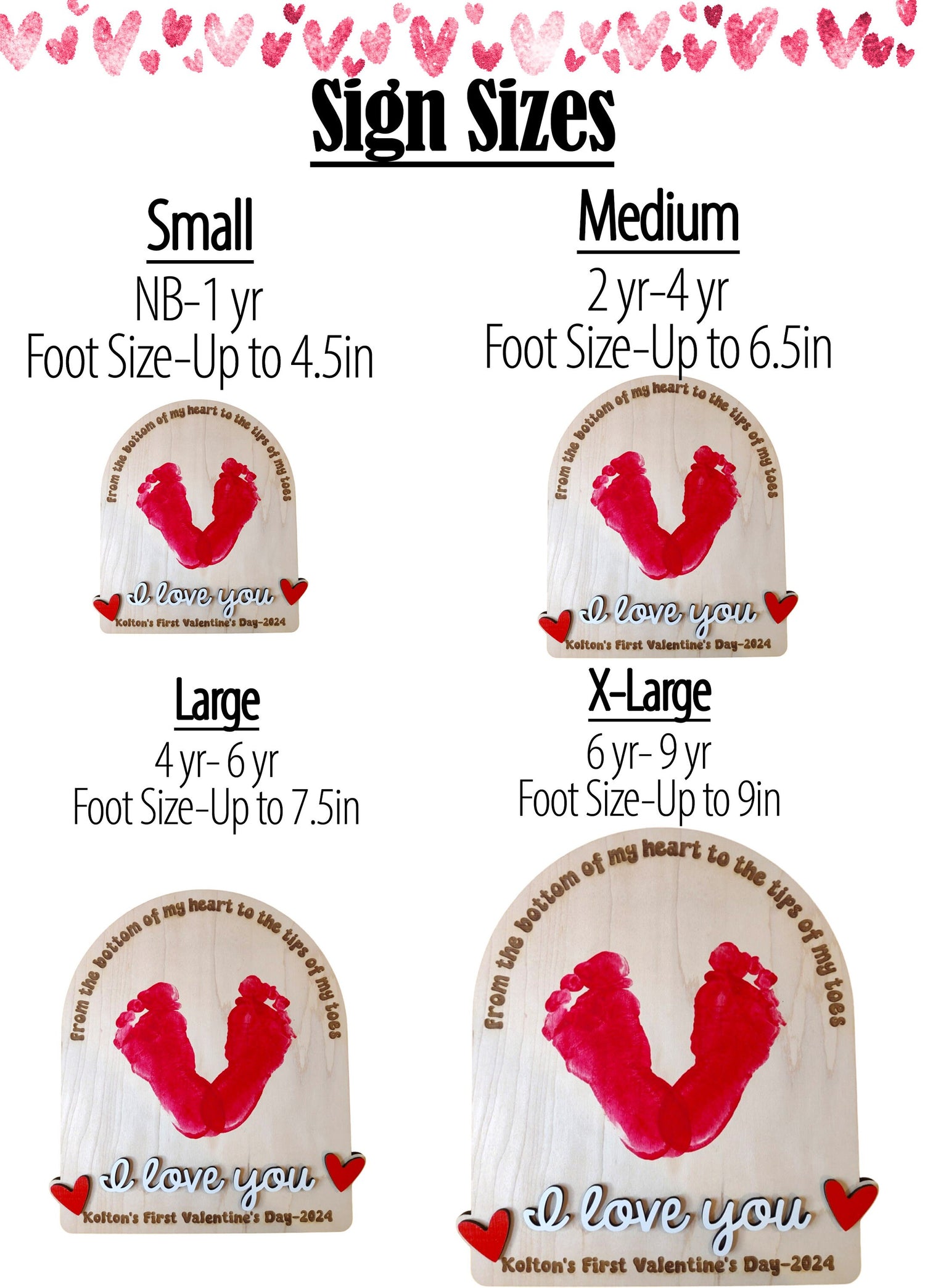 DIY Valentines Day Footprint Sign, Babys First Wood Art Keepsake, Kid Craft, Gift for Mom, Baby Shower Gift, for husband, new dad, wife