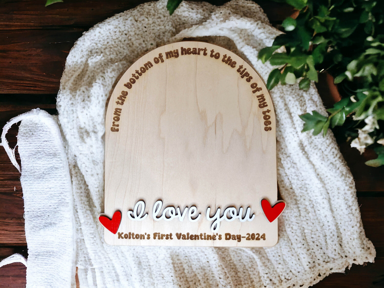 DIY Valentines Day Footprint Sign, Babys First Wood Art Keepsake, Kid Craft, Gift for Mom, Baby Shower Gift, for husband, new dad, wife